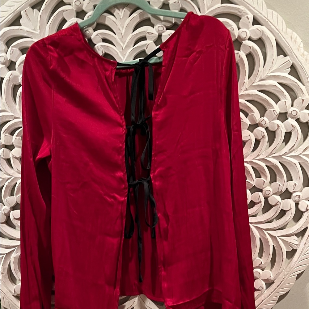Free People Vibrant Red Blouse - Picture 2 of 4